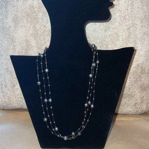 Black pearl multi strand necklace